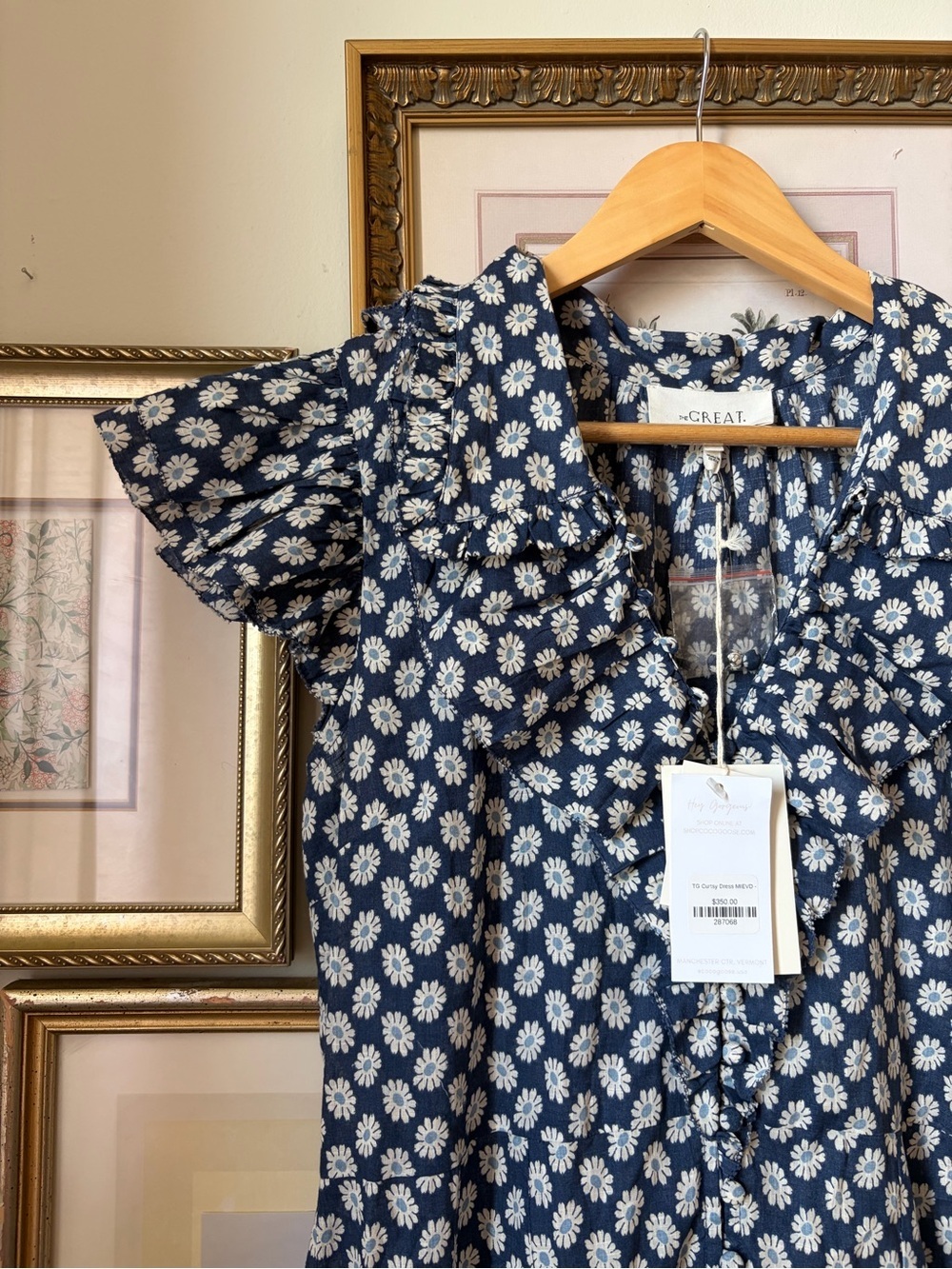 NWT The GREAT Curtsy Dress Blue Floral Large - Picture 12 of 13